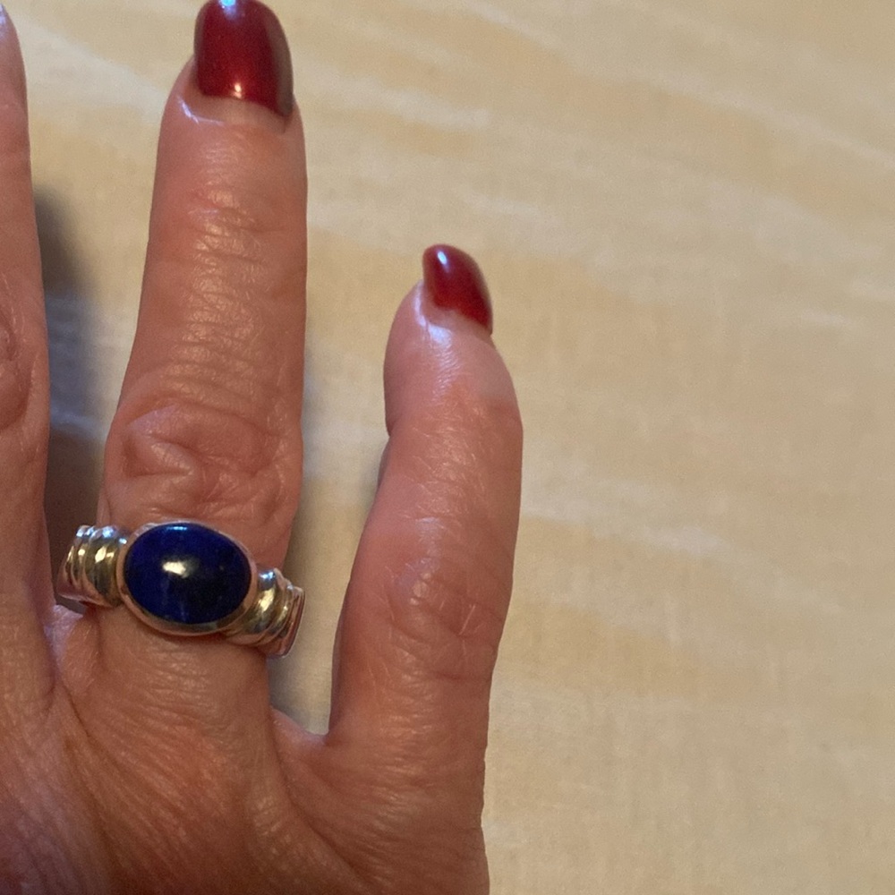 Blue Lapas and silver ring